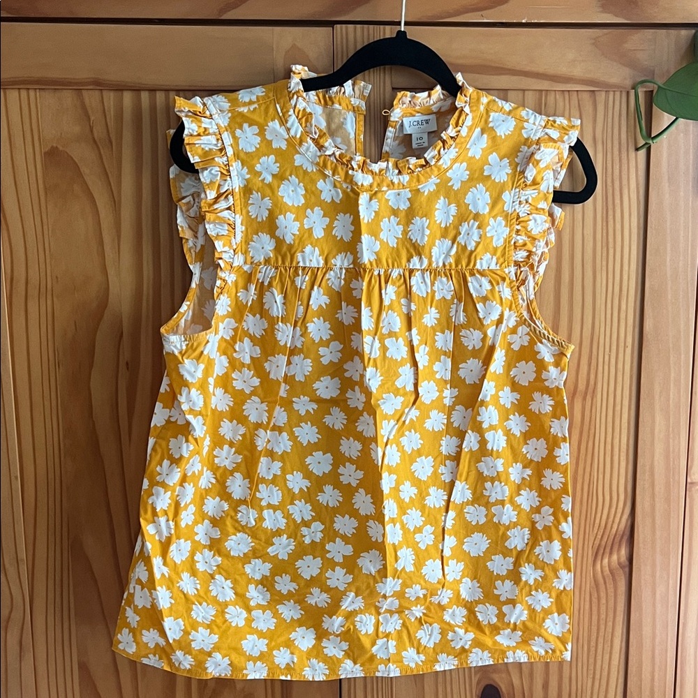 J. Crew Yellow Floral Blouse